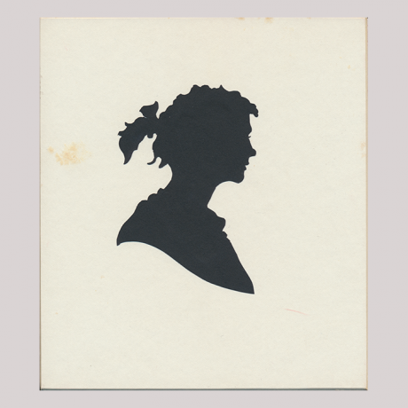 
        Front of silhouette, with woman looking right.